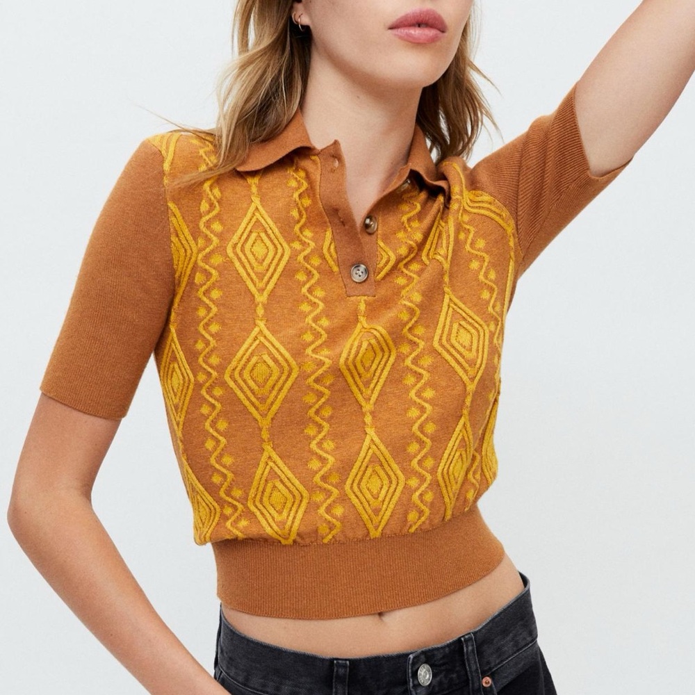 Urban Outfitters Bruce Jaquard Polo Knit Sweater